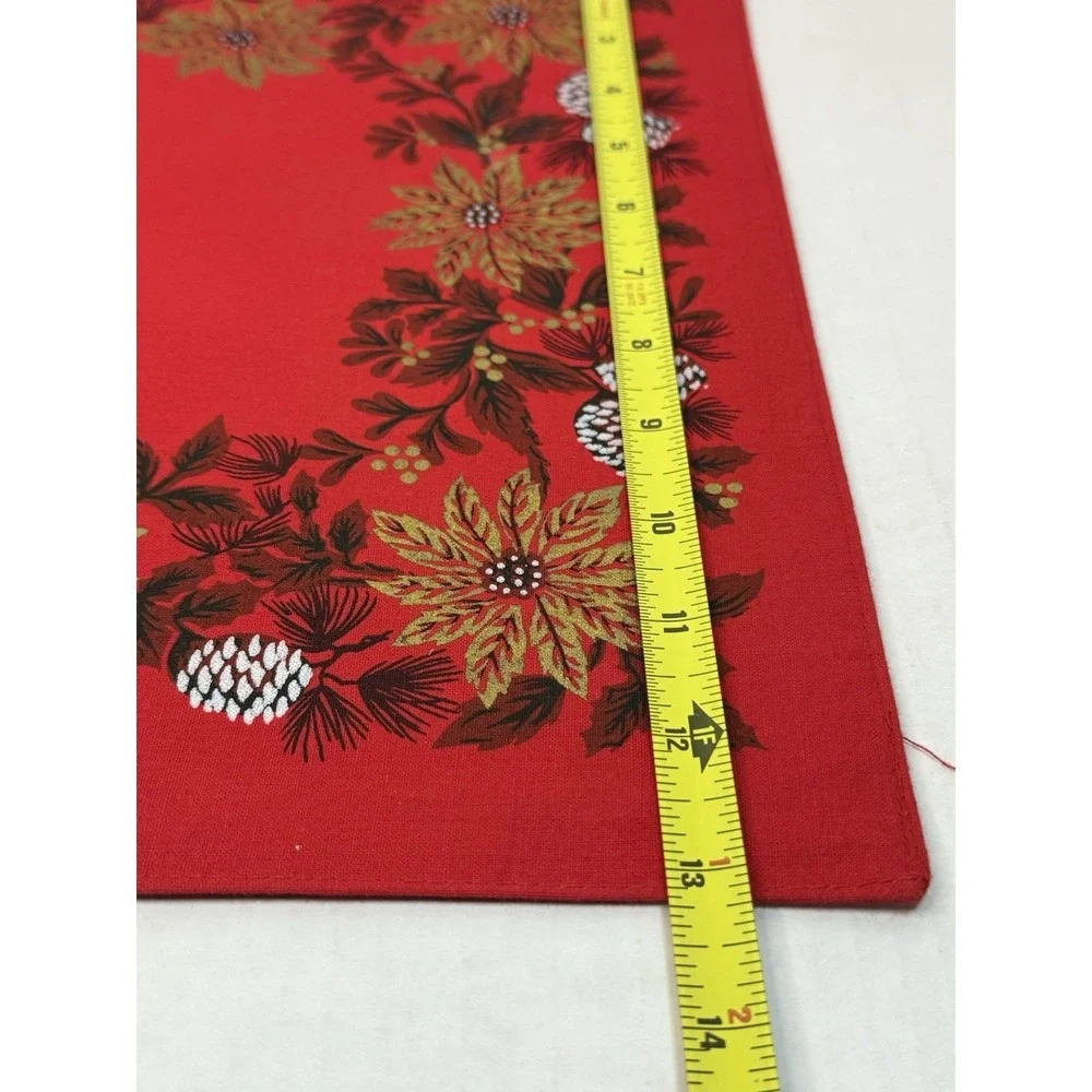 Fallani & Cohn Poinsettia & Pine Christmas Cloth‎ Placemats Reversible VTG Set 4